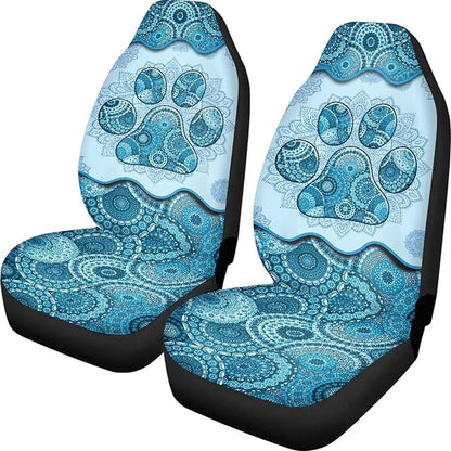 Dreaweet Boho Car Seat Covers Front Seats Dog Paw Car Accessories for Women 2 Piece Washable Front Seat Cover Universal Fit Most Vehicle SUV Sedan Trucks,Blue