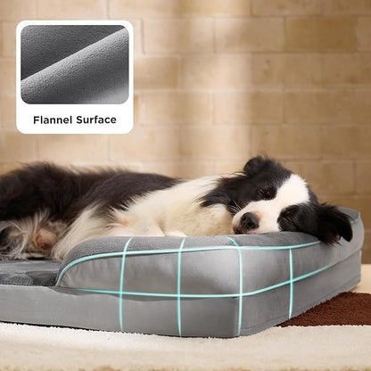 Bedsure Orthopedic Dog Beds Large Sized Dog - Washable Large Dog Cat Bed Waterproof, Comfort Dogs Couch Sofa with Washable Removable Cover, Pet Bed with Nonskid Bottom, Moss Green, 35"