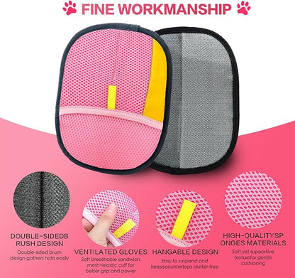 3pc Pet Hair Removal Gloves, Reusable Cats & Dogs Pet Hair Removal Tool,Efficient Pet Hair Removal Electrostatic Gloves is Suitable for Clothes, Sofas, Beds and Carpets (Pink)