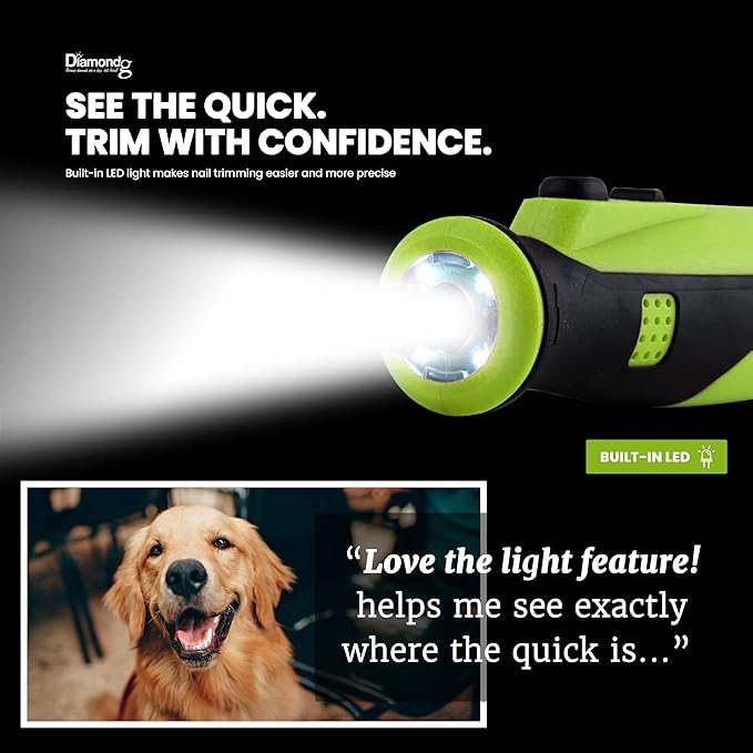 Diamondg Cordless Dog Nail Grinder with Quiet Sound & LED Tip for Large & Small Dogs, 4hrs. Runtime - Electric Dog Nail Trimmer, Heavy Duty Rotary Tool Alternative to Toenail Clippers & Filers