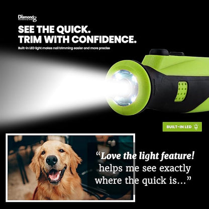 Diamondg Cordless Dog Nail Grinder with Quiet Sound & LED Tip for Large & Small Dogs, 4hrs. Runtime - Electric Dog Nail Trimmer, Heavy Duty Rotary Tool Alternative to Toenail Clippers & Filers