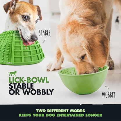 Tuff Pupper Lick Bowl for Dogs | Standard Size Slow Feeder Bowl | Four Textures for Dog Anxiety & Boredom | Silicone Lick Mat | Easy Clean Dishwasher Safe | Stable & Wobble Modes | NOT for Chewing