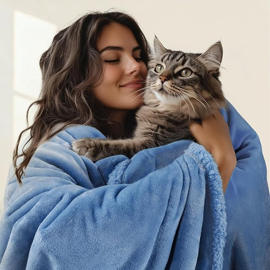 Luciphia Waterproof Pet Blanket, Liquid Pee Proof Dog Blanket for Sofa Bed Couch, Reversible Sherpa Fleece Furniture Protector Cover for Small Medium Large Dogs Cats, Navy Blue X-Large（85" x 57"）