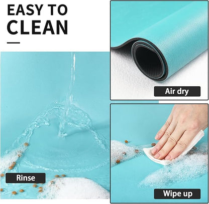 Dog Food Mat - Absorbent Cat Mat for Food and Water, No Stains Pet Feeding Bowl Mat, Easy to Clean Pet Placemats, Quick Dry Dog Water Dispenser Mat for Messy Drinkers | Teal 18"x 28"