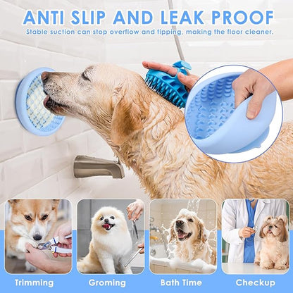 2 Pcs Dog Lick Bowl with Suction Cup, Non-Slip Slow Feeder Licking Mat, Large and Small Size, Dog Freeze Bowl for Small and Medium Dogs, BPA Free Silicone, Dishwasher Safe (Light Blue & Pink)