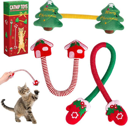 Retro Shaw Cat Chew Ropes 3PCS, Kitten Teething Toys for Indoor Cats, Natural Catnip Kicker Toys for Boredom Relief, Handmade Catnip Toys for Dental Health, Gift for Kitty