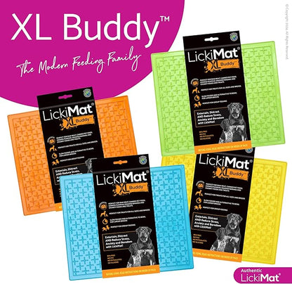 LickiMat X Large Breed Buddy Dog Lick Mat, Dog Calmer, Slow Feeder, Anxiety Reliever Alternative to Puzzle Toys, Slow Feeding Bowls. Use Peanut Butter, Wet, Raw, Mixed Food, Healthy Treats - Orange