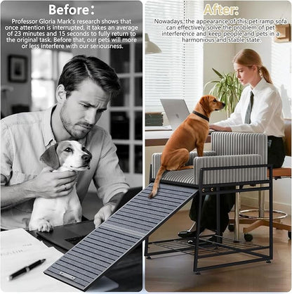 Pet Stairs Ramp with Seat,Dog Window Perch with Stairs and Storage,Dog Seat with Ramp Steps,Folding Pet Ramp for Dogs Cats,Bunk Bed Chair with Sofa Cushion for Bed Couch Office,Hold Up to 110 lbs