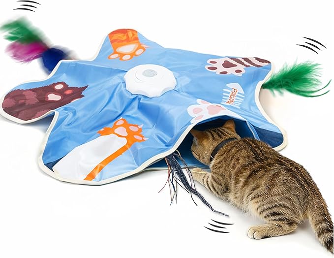 Interactive Cat Toy for Indoor Cats – Motion-Activated Hunting Toy | Interchangeable Tails & Bird Sound On/Off | Paw Paw by Jeanne
