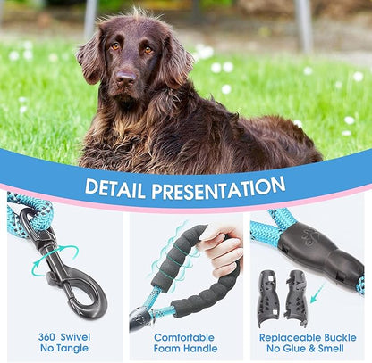 BAAPET 2/4/5/6 FT Dog Leash with Comfortable Padded Handle and Highly Reflective Threads for Small Medium and Large Dogs (2FT-1/2'', Blue)