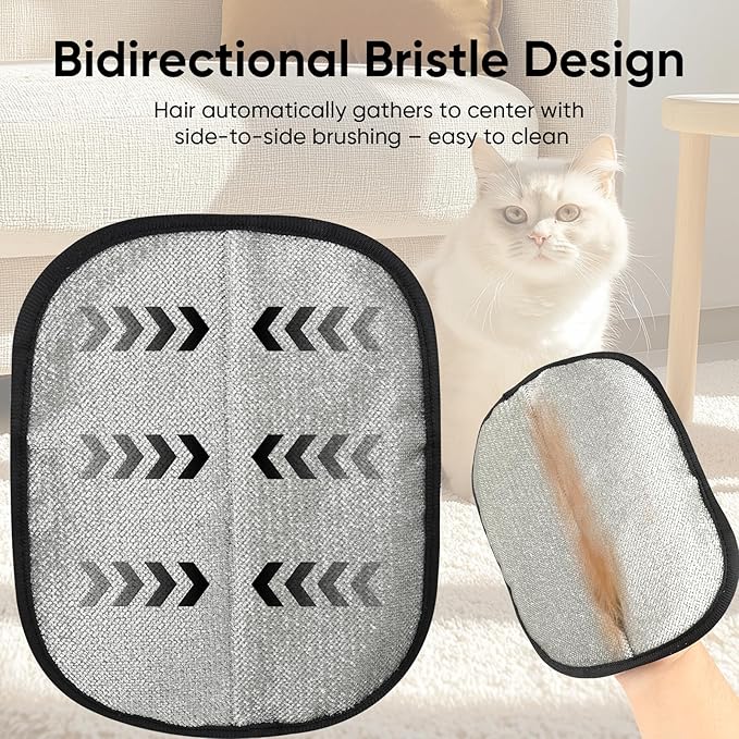 2Pcs Pet Hair Removal Gloves for Cats & Dogs，Reusable Pet Grooming Gloves for Furniture,Cars & Fabrics，Electrostatic Gloves Collect pet Hair in Neat Strips for Easy Clean