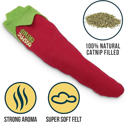 Cosmic OurPets 100-Percent North American Catnip Filled Chili Cat Toy-Hot Stuff (Interactive Cat Toys; Catnip Toys)