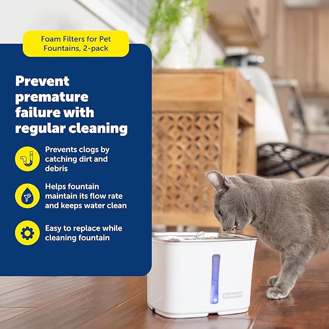 PetSafe Foam Filters for Pet Fountains - Debris Removal - Protects Pump - Viva Pet Fountain Compatible - Long-Lasting Filtration - Easy to Install - 2-Pack
