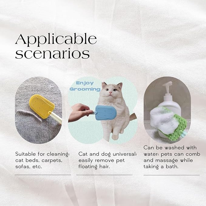 Cat Brush,2-in-1 Soft Cat Brush,Pet Brushes for Shedding,Soft Comb,Cat Brush for Shedding,Short or Long Haired Cats,Pet Grooming,Bath and Massage Brushes,Pet Hair Removal Tool(3 pcs)