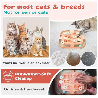 KADTC 2 Ways to Play Large Size Cat Treat Puzzle Toy U.S. Brand & Design Tracking Balls for Indoor Cats Puzzles Feeder Kitten Stimulating Enrichment Slow Feeding Toys Interactive Brain-Teasing Game