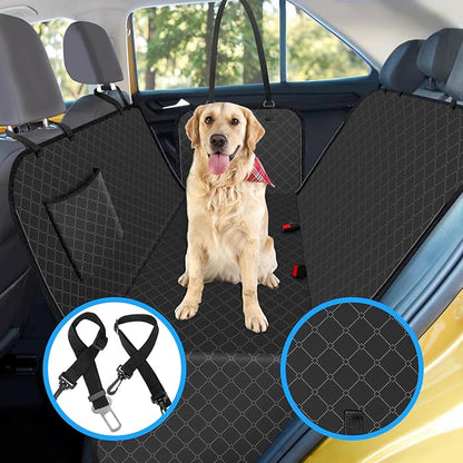 Dog Car Seat Cover for Back Seat with Storage Pocket Dog Hammock Protects Against Dirt Seat Covers for Cars Scratch Prevention Fits for SUVs and Trucks 54"x 58", Black