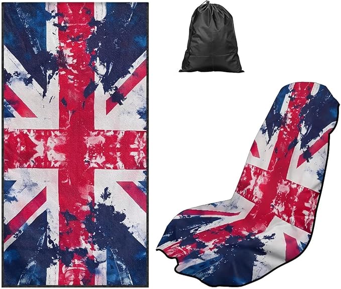 SEANATIVE British Flag Car Towel Seat Covers Auto Seat Towel Protector - Sweat Absorber for Family Road Trips Sports Swimming Hiking, Automotive Seat Protector Car Interior Accessories