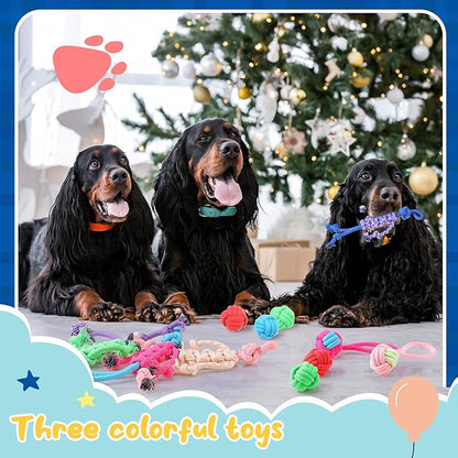 Soulchen 12 Pack Dog Rope Toys Dogs Chew Ball Toys for Large Medium Chewers Interactive Colorful Tug Rope Sets for Puppy Aggressive Chewers Puppies Boredom Teeth Cleaning Training