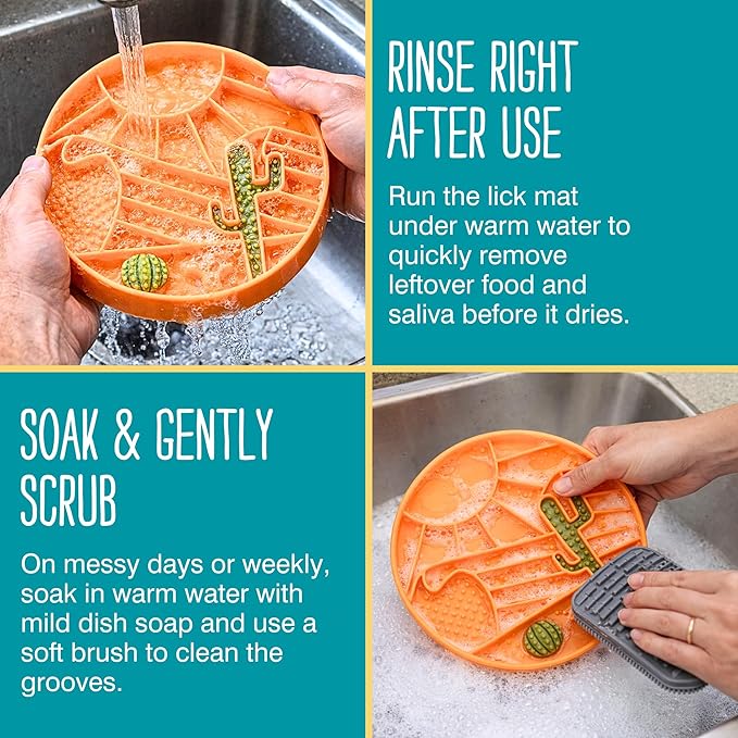 Messy Mutts and Cats Interactive Slow Feeder | Desert Orange - 2 Cup Capacity | 8” Round Silicone Puzzle Slow Feeder for Dogs/Cats | Enrichment Food Dish for Slow Eating, Bloating