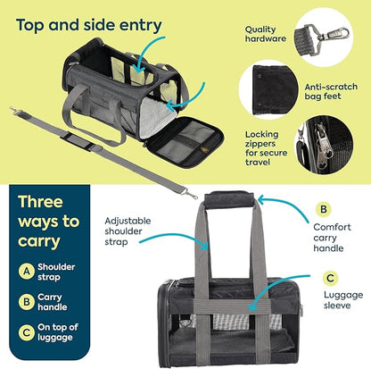 Sherpa Original Deluxe Travel Pet Carrier, Airline Approved & Guaranteed On Board - Charcoal Gray, Small