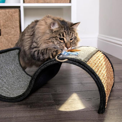 Petlinks Dream Curl Carpet Cat Scratcher, Dual-Surface Cat Scratching Post, Lounge & Hide Scratchers for Cats & Kittens, Gray, Furniture Protector, One Size Fits All Cats