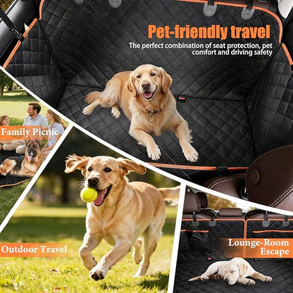 Full Coverage Car Seat Cover for Dogs, Waterproof Back Seat Protector, Car Seat Cover for Back Seat Medium Large Dogs, with Extended Pet Hammock