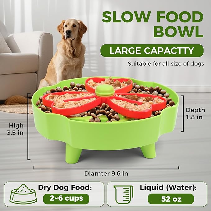 Elevated Slow Feeder Bowl for Cats and Dogs - Raised Puzzle Food Dish with Non-Slip Stand, Anti-Choke Maze Design for Fast Eaters, Indoor Pets - Improves Digestion for Kittens, Puppies (Blue)