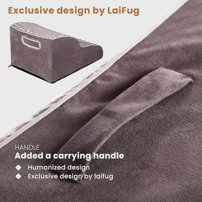 Laifug Curved Dog Stairs for Small Dogs, 3-Step Pet Stairs for High Beds and Couch, Non-Slip Balanced Dog Indoor Step with High Density Foam, Houndstooth Double Layer Dog Staircase