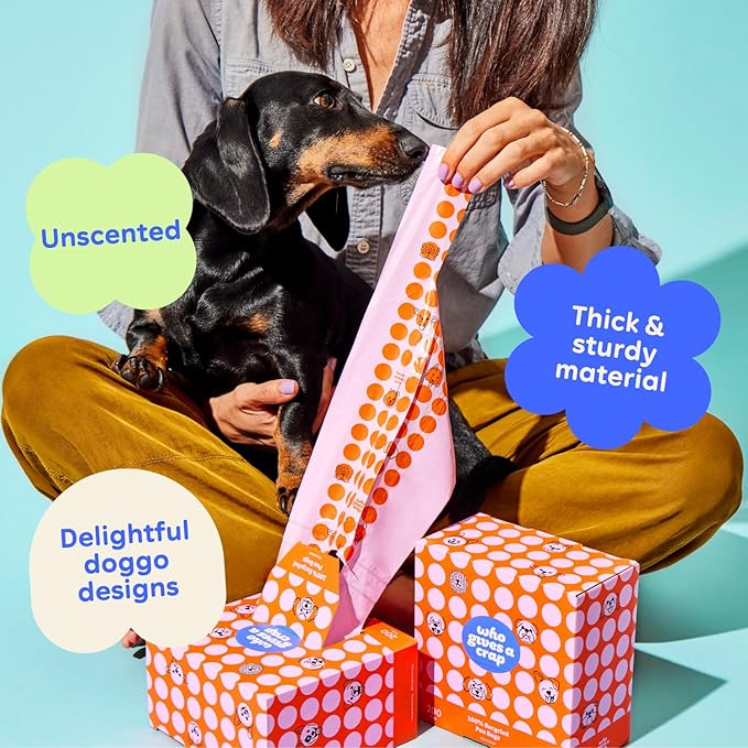 Who Gives a Crap 100% Recycled Pet Waste Bags, 200 Count, 3L / 3 Quart, Designed to Help Resist Leaks and Tears, Tie Handle Poop Bags for Small and Large Dogs, Sustainable Unscented Dog Trash Bags