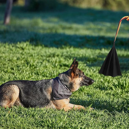 Breling 2pcs Leather Bite Rag for Dog Training with Pole Leather Dog Toy Rope for Aggressive Chewers, Puppy Toy to Build Prey Drive, Train Bite Grip, Play Tug of War Game with Handle