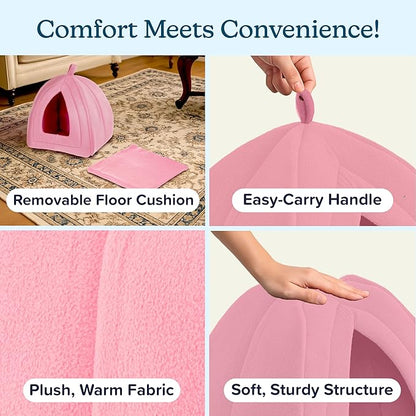 PETMAKER Indoor Cat House with Removable Foam Cushion for Cats, Kittens, Small Dogs & Small Pets, Plush Pet Bed Crate Tent Hideaway with Cozy Soft Interior, Small Animal Sleep & Rest Space