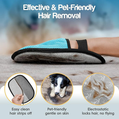 Pet Hair Removal Glove for Dogs & Cats, Upgraded 5-Finger Electrostatic Magic Brush & Reusable Pet Hair Remover for Clothing,Couch, Carpet, Car Seat, Car Bed,1PCS