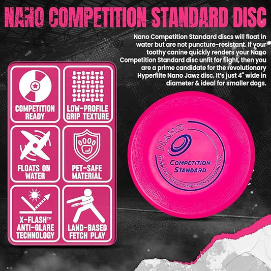 Hyperflite Nano Competition Standard Disc Dog Disc 4” (17g) | Official Skyhoundz Mini Flying Disc for Small Dog & Puppy | Long-Flying, Lightweight Dog Toy for Backyard, & Beach | Anti-Glare - Pink