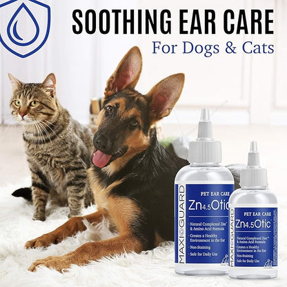 Pet Ear Care Zn4.5 Otic for Dogs, Cats, Exotics and Companion Animals (4oz), Blue/White