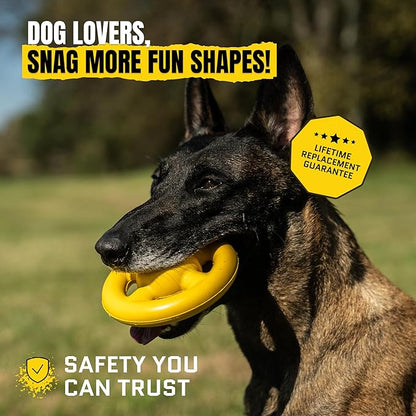 Virtually Indestructible Orbit Dog Ball - Lifetime Replacement - Tough, Durable Chew Toy for Aggressive Chewers - Safe Non-Toxic Natural Rubber - Chew, Fetch, Puzzle - Med/Large, 6"x2.5"