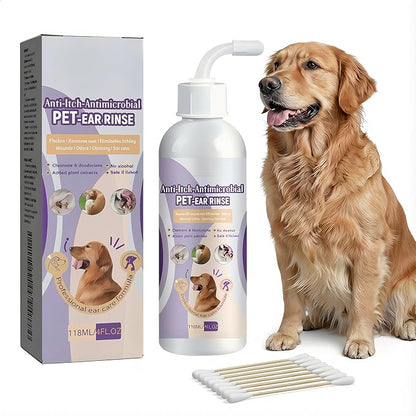 Dog Ear Cleaner Solution Vet-Recommended Dog Ear Infection Treatment to Soothe Itchy & Inflamed Ear Drops for Dogs & Cats to Gently Removes Debris, Wax Buildup, Odor - 4 fl oz