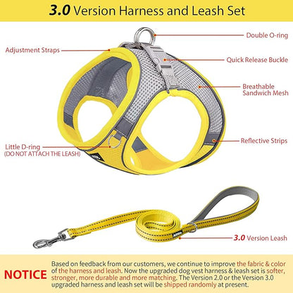AIITLE Easy Walk Dog Harness and Leash Set - Pet Supply No Pull, Step in Adjustable Dog Harness with Padded Vest, Dog Harness No Choke Over, Easy to Put on Medium Dogs Yellow L