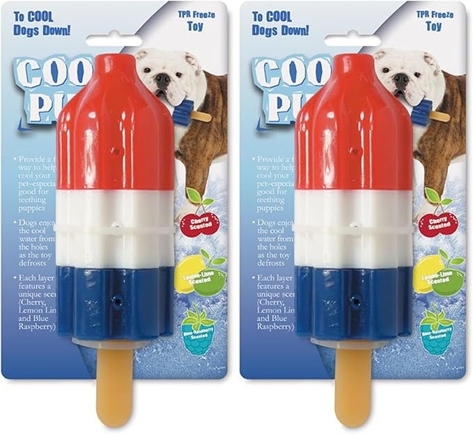 Cool Pup Cooling Dog Toy - Rocket Pop Large,Red,Blue,White (Pack of 2)