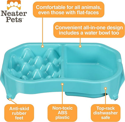 Neater Pet Brands Neater Slow Feeder Dog Bowls, Slows Down Fast Eating to Prevent Vomiting, Overeating, & Bloat, Dog Slow Feeder Bowl with Wide, Non-Slip Base, Holds 2.5 Cups Food and 8.5 Cups Water
