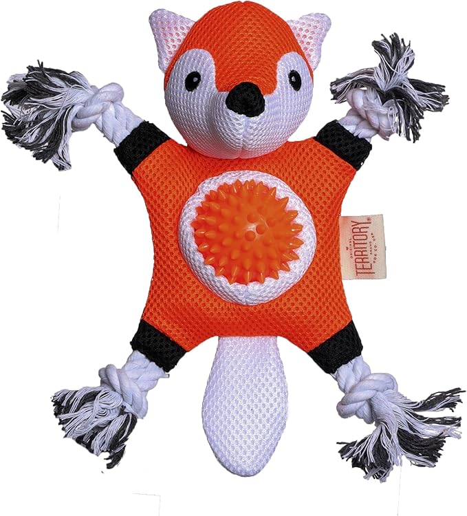 Territory 2 in 1 No Stuffing Removable Fetch Ball Tug Dog Toy for Small Medium Large Dogs, Fox