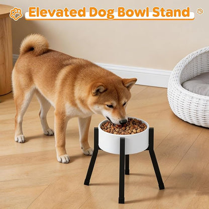 Raised Dog Bowl Stand Medium-Sized Dogs with Adjustable Width (7-10.6"),Single Food and Water Stand Feeder(Bowls Not Included)