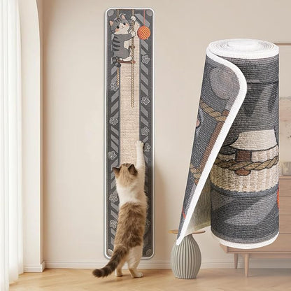 Cat Scratch Couch Furniture Protector, 78.7" x 15.8" Cat Scratcher Pad Deterrent from Cats Claws Scratching, DIY Sisal Carpet Cat Proof Couch Cover Replacement for Indoor Sofa, Wall, Door, Cute Grey