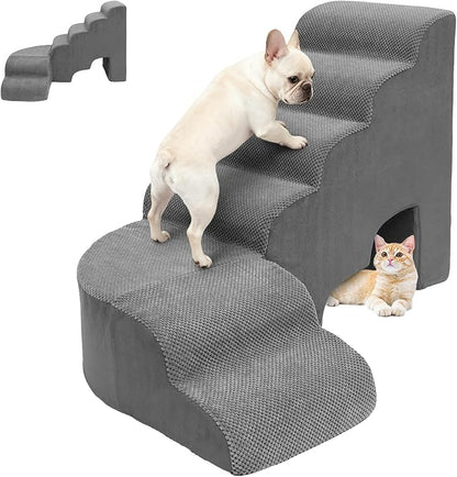 Dogs Stairs for Small Dog, 27.5 inches Dog Stair for Beds, 6 Tiers Steps for Dogs to Get on Beds, Foam Pet Ramps for Small Medium Large Animals