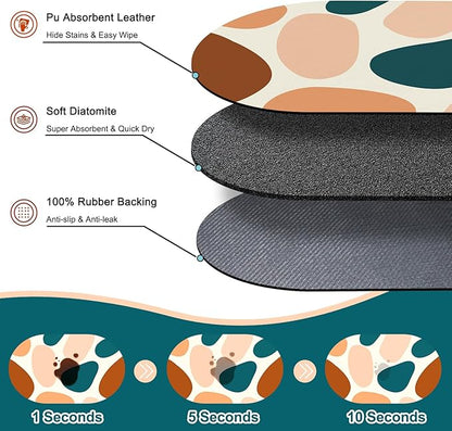 Cat Food Mat Small - 20''x12'' Absorbent Cat Feeding Mat, Pet Water Mats Protect Floor, No Stains Quick Dry Pet Placemats for Food and Water Bowl, Non-Slip Base Cats Bowl Mats for Messy Drinkers