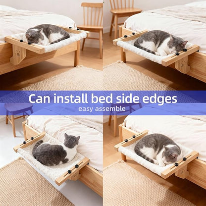 ESPETS Cat Window Sill Perch, Sturdy Cat Hammock Beds Window Seats with Soft Cusion, Large Cats and Kittens-22.5 Inch (White)