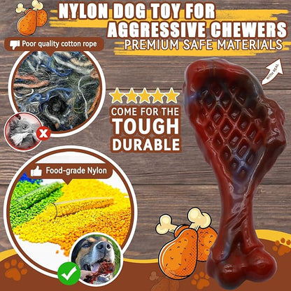 Magicorange Dog Chew Toys for Aggressive Chewers, Indestructible Dog Toy for Medium/Large Breed, Tough Nylon Teething Bone Toy to Keep Them Busy,Bacon and Real Beef Flavor (Beef Flavor, 1 Pack)