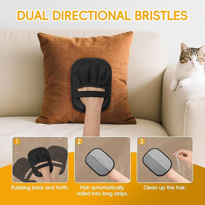 2 Pcs Pet Removal, Magic Brush Electrostatic Pet Remover, Reusable Dog Cat Fur Remover Mitt, Pet Grooming Cleaning, Pet Cleaner Removal Tool for Couch, Furniture