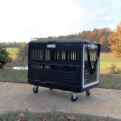 USA Pet Carrier & Crate 35" - Premium Collapsible Design for Medium Cats and Dogs - Portable Kennel for Indoor/Outdoor Use - 360-Degree Ventilation & Hard Plastic Wall Protection