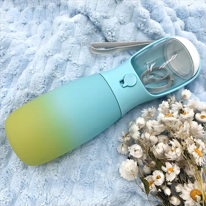 Travel Dog Water Bottles, Portable Dog Essentials for Outdoor, Trendy Pet Accessories for Small Medium Large Dogs, Food Grade Dog Water Bowl Dispenser, Gifts for Dogs (19Oz, Blue&Green)