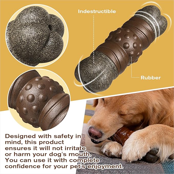 Large Size Indestructible Squeaky Dog Chew Toy for Medium/Large Aggressive Chewers Breed Dogs Durable Squeak Bone Teething Crate Toys
